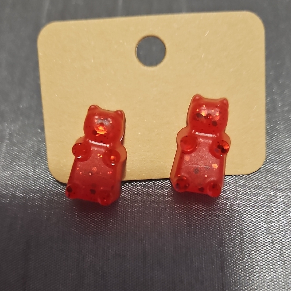 Red Gummy Bear-Shaped  Earrings